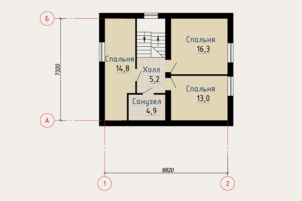 план компактного дома второй этаж